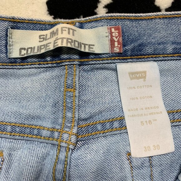 Vintage Y2K 90s Levi's 516 Slim Fit Faded Light Wash Denim Straight Leg Jeans - Picture 6 of 13